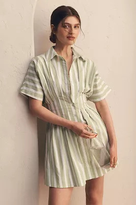 The Tobie Button-Front Pleated Shirt Dress by Exquise: Mini Edition | Anthropologie (US)