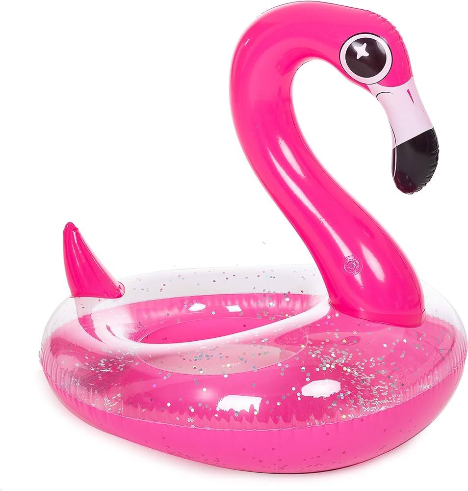 Inflatable Flamingo Pool Float with Glitters, Tubes for Floating, Fun Beach Floaties, Pool Toys, ... | Amazon (US)