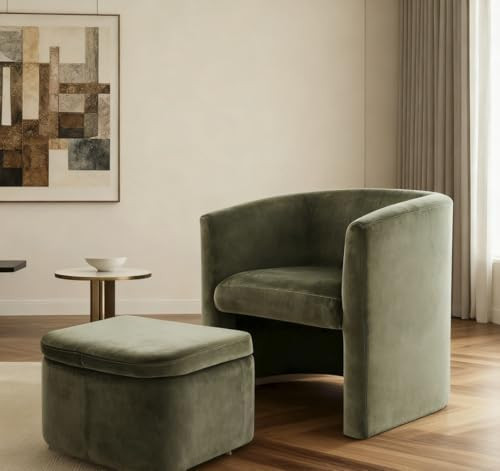 Mid-Century Velvet Living Room Chair with Storage Ottoman, Space-Saving Accent Chairs for Bedroom... | Amazon (US)