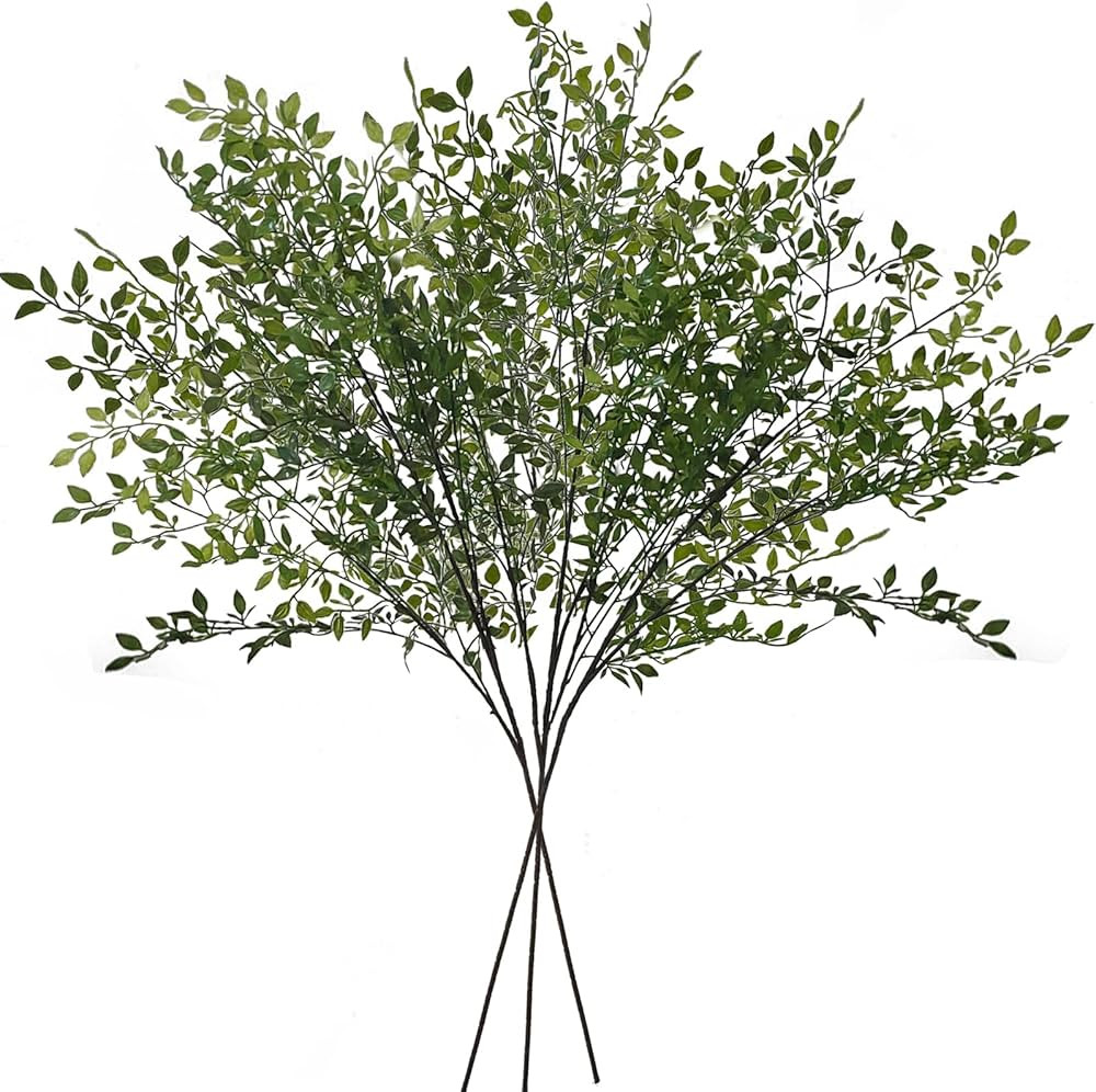 cacise 3Pcs Artificial Plant, 43.3" Fake Plants Greenery Stems for Vase, Nandina Artificial Leave... | Amazon (US)