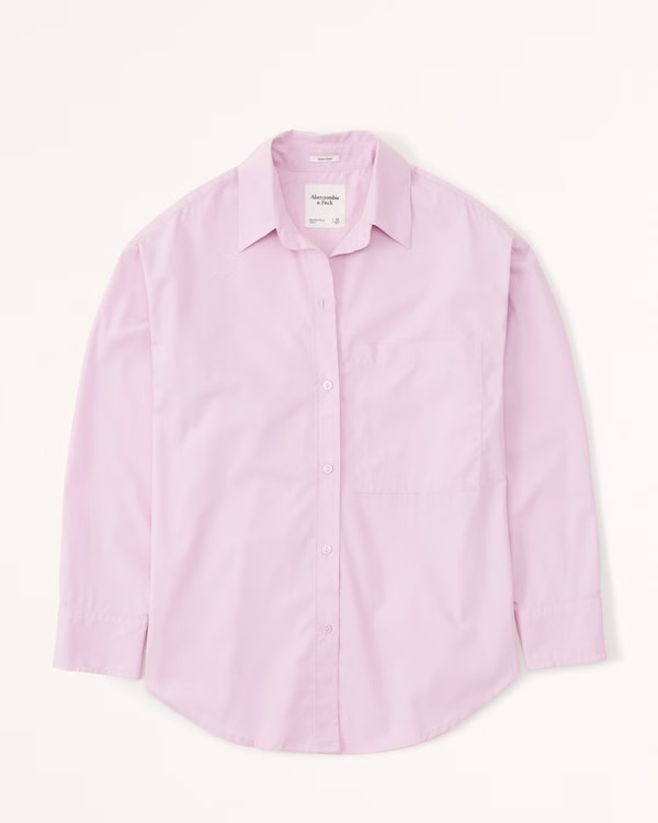 Oversized Poplin Colorblock Button-Up Shirt | Abercrombie & Fitch (US)