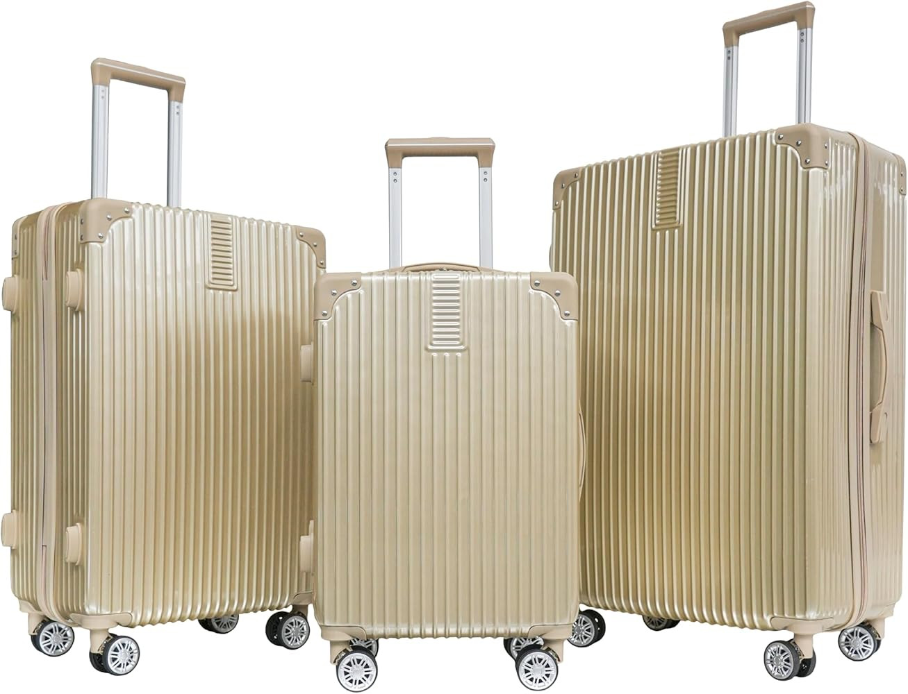 OHS Metallic Suitcase Set, 3-Piece Hardshell Luggage Sets Durable Lightweight 360° 4 Wheel Spinn... | Amazon (UK)