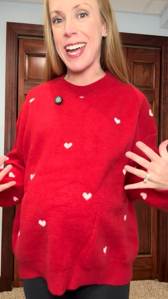 Obsessed with this heart sweater 🤍 It’s the perfect Valentine’s Day sweater—cute, cozy, and easy to dress up or down. I love it with leggings for everyday mom life, but it also looks adorable with jeans for date night or school pickup 💕 Soft, comfy, and festive without being over-the-top. Definitely one of those pieces you’ll wear all winter long ❤️

#LTKmomlife #LTKootd #LTKSeasonal