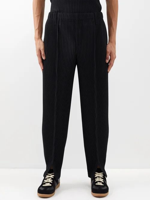 Homme Plissé Issey Miyake - Technical-pleated Knit Trousers - Mens - Black | Matches (UK)