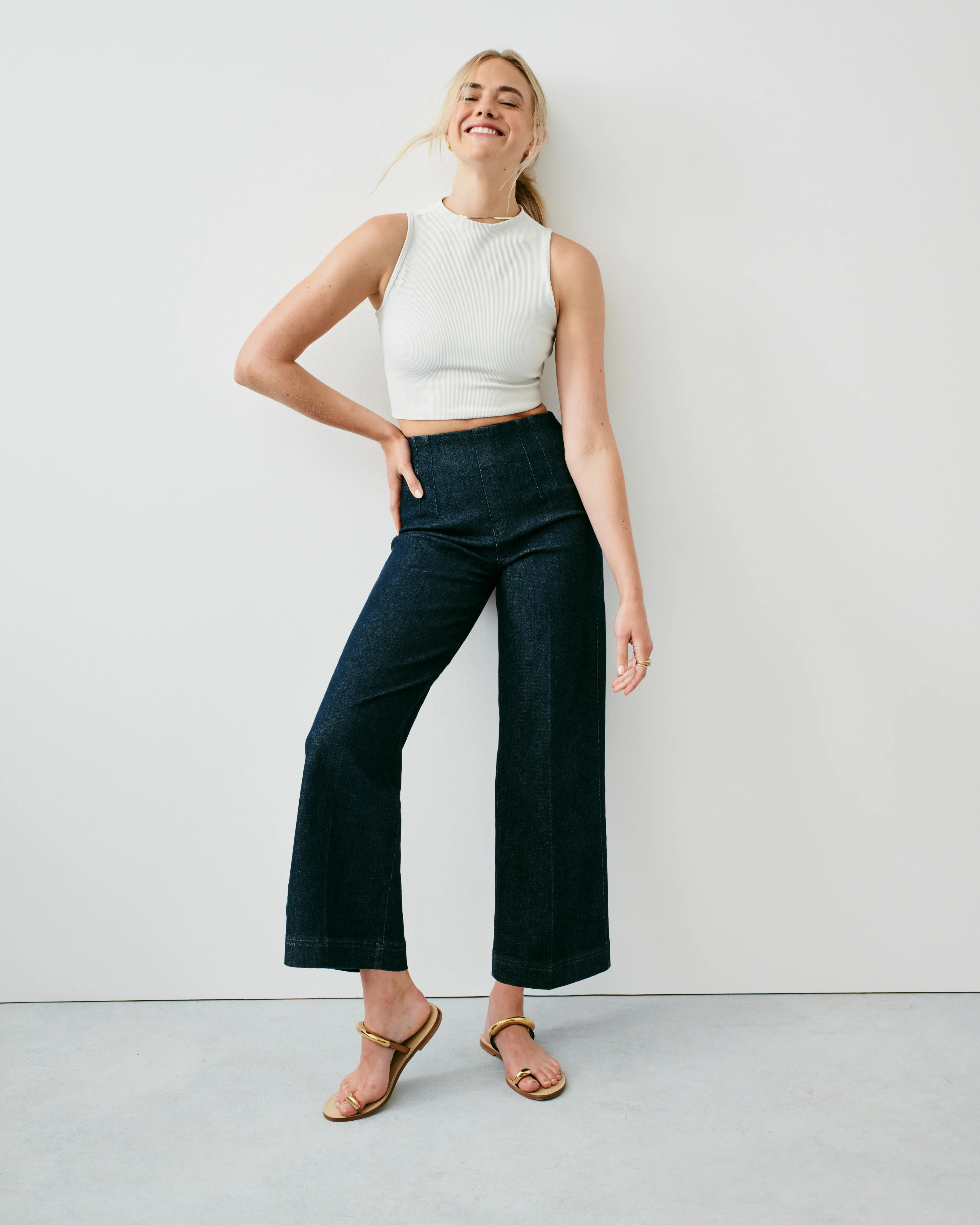 Zero Waistband Cropped Wide Leg Jeans with Tummy Control | SPANX | Spanx