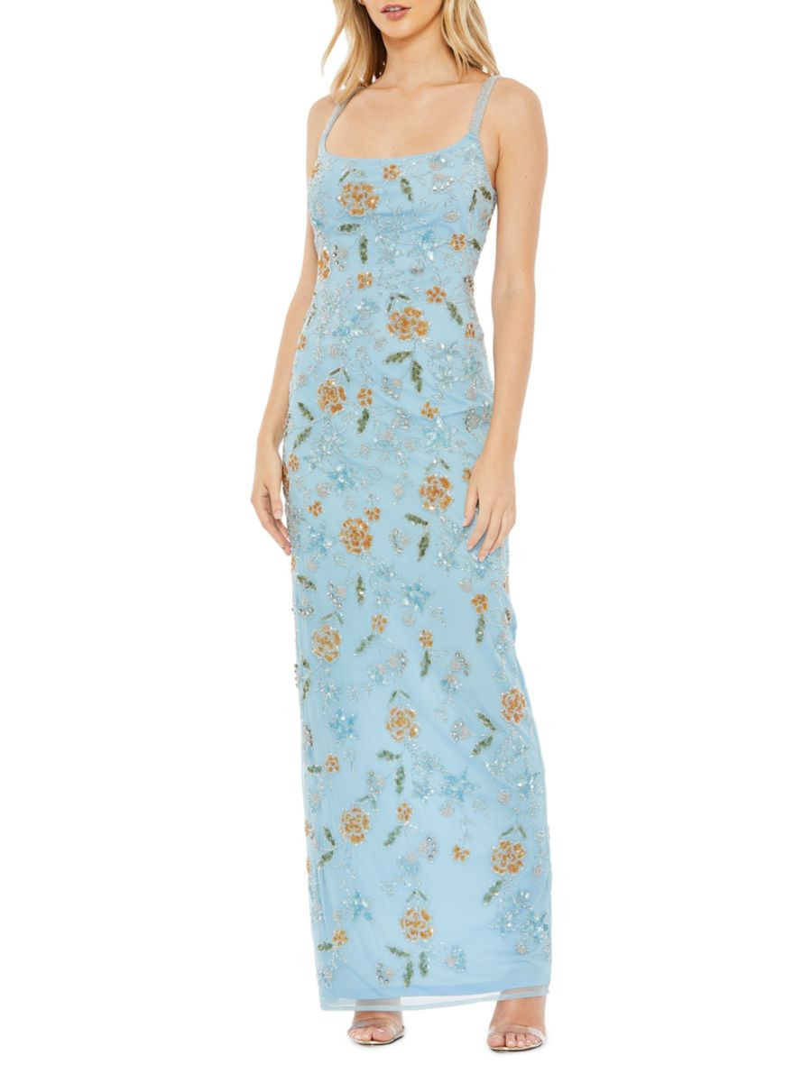 Beaded Floral Column Gown | Saks Fifth Avenue