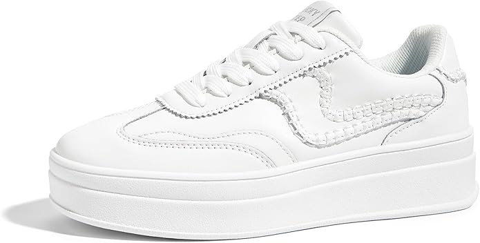 LUCKY STEP Women's Platform Fashion Sneakers Thick Sole Suede Genuine Leather Classic Rubber Gum ... | Amazon (US)