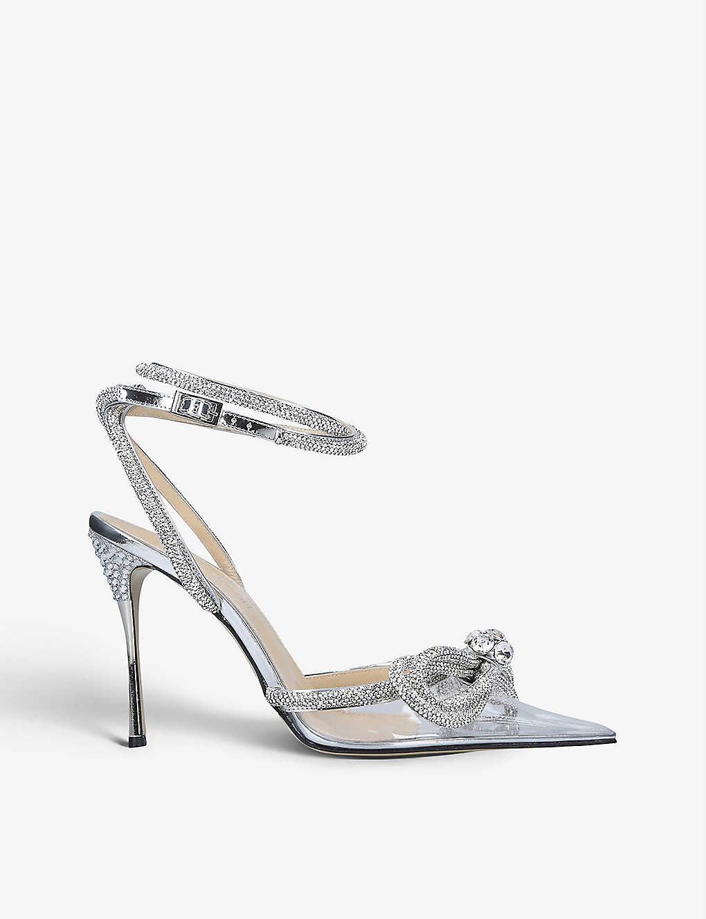Double Bow crystal-embellished PVC heeled sandals | Selfridges
