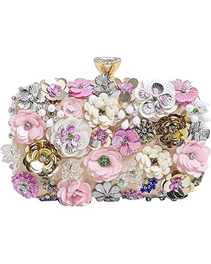 Floral Evening Bag for Women Embroidery Beaded Clutch Purses Vintage Pearl Evening Handbags Elega... | Amazon (US)