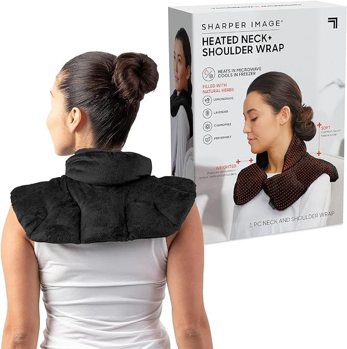 Heated Neck & Shoulder Wrap by Sharper Image - Microwavable Warm & Cooling Plush Pad with Aromath... | Amazon (US)