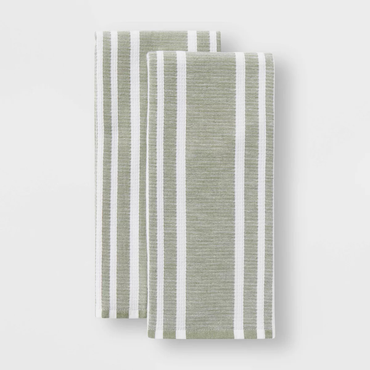 2pk Stripe Dual Sided Terry Kitchen Towel Green - Threshold™ | Target