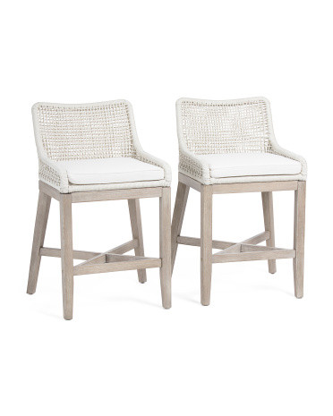 Set Of 2 Indoor Outdoor Cane Weave Rope Chairs | TJ Maxx