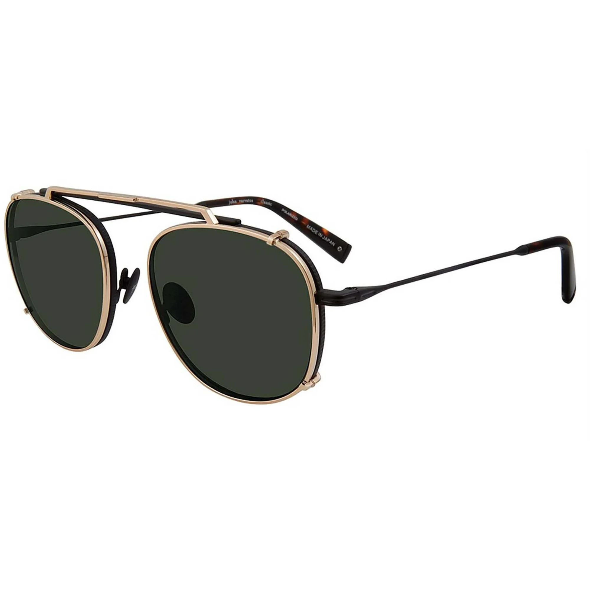 John Varvatos Mens Gold Metal Aviator Sunglass V176, Green Clip Sunglass Lens | Walmart (US)