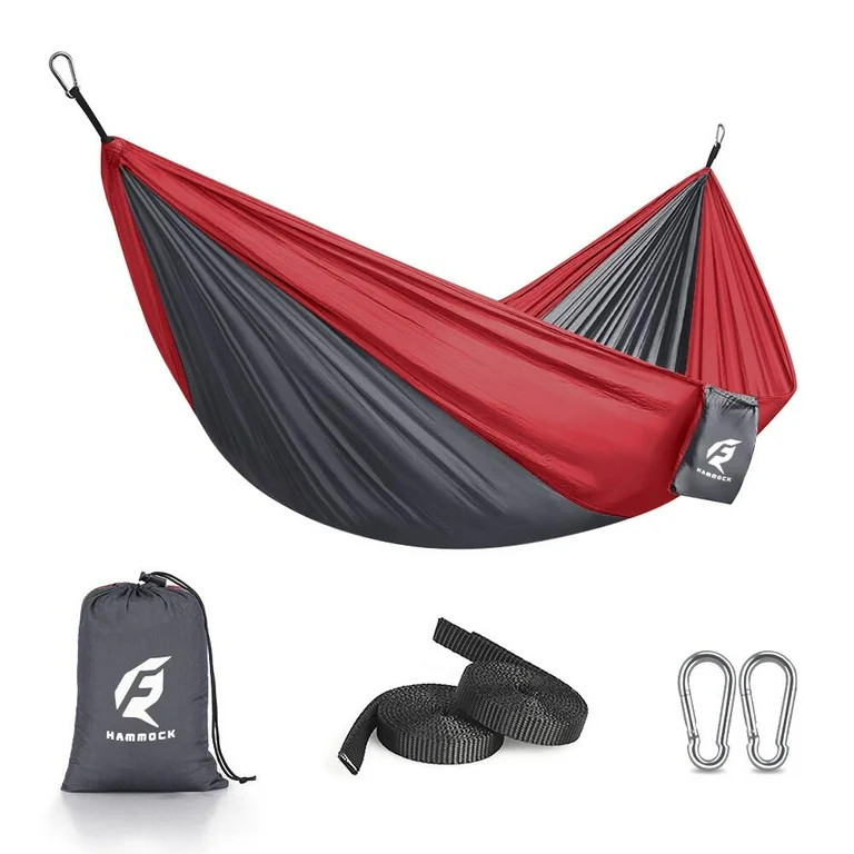 QUANFENG QF Hammock Portable Single Camping Hammock, Support 330lbs, Red/Gray | Walmart (US)
