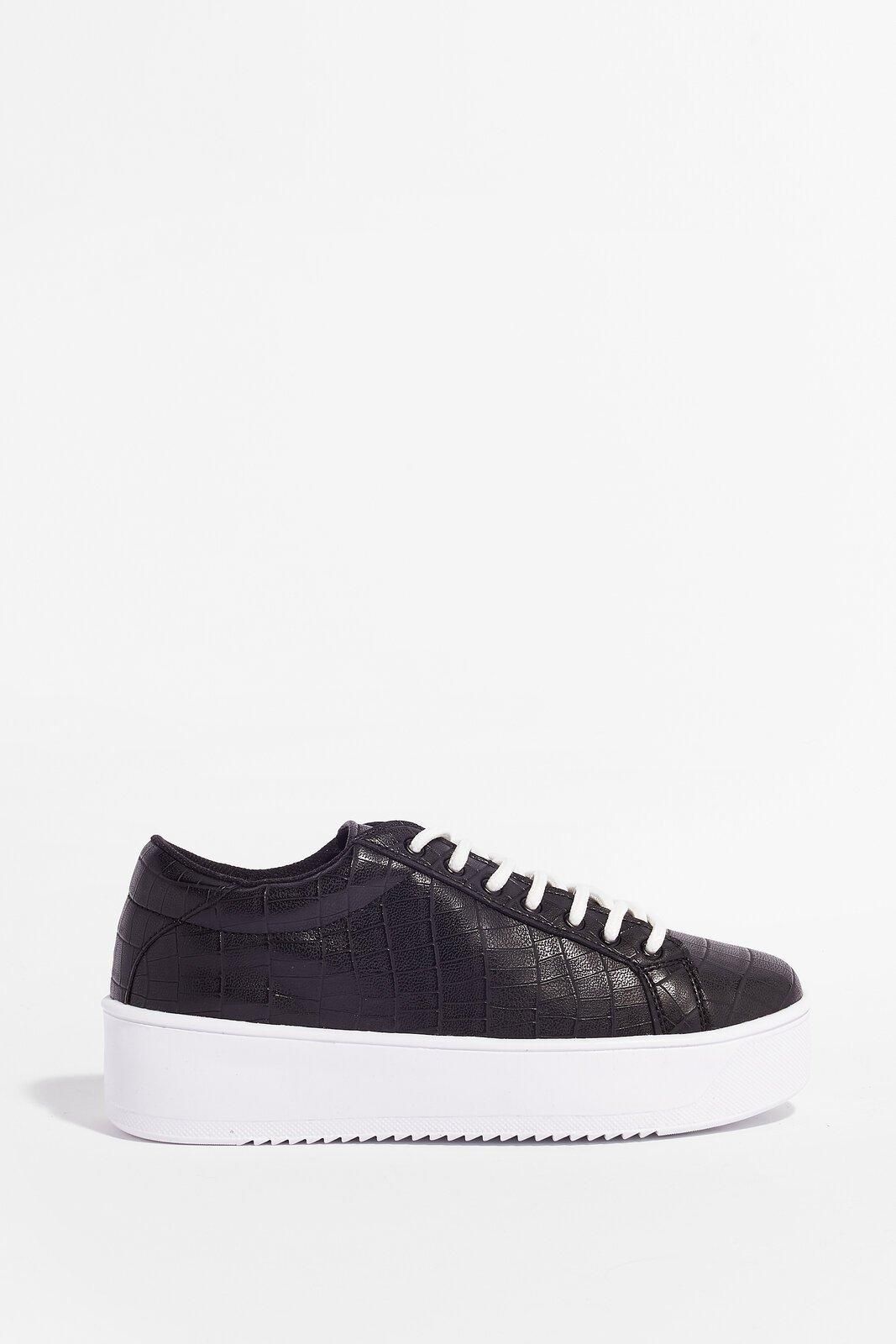 Womens Croc 'Em Out Faux Leather Platform Sneakers - Black | NastyGal (US & CA)