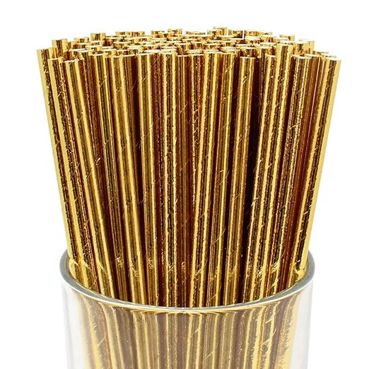 Just Artifacts Premium Disposable Drinking Paper Straws (100pcs, Metallic Gold) | Amazon (US)