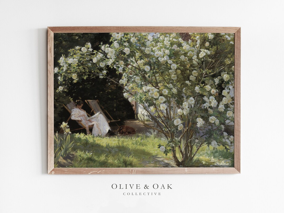 Garden Roses Painting / Portrait of Woman / Spring Landscape Print / Farmhouse Decor PRINTABLE / ... | Etsy (US)