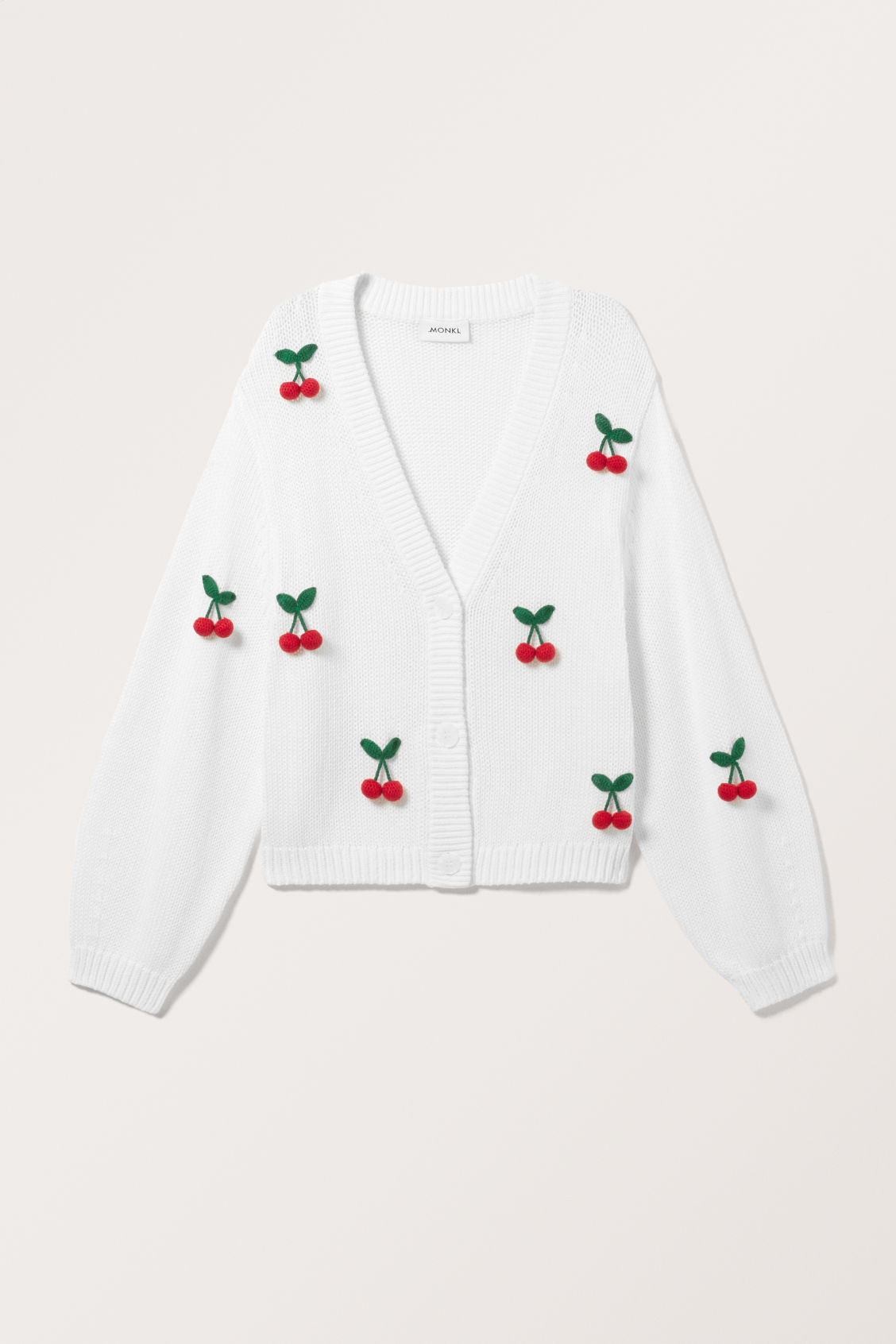 Knitted Cherry Cardigan - White | Monki
