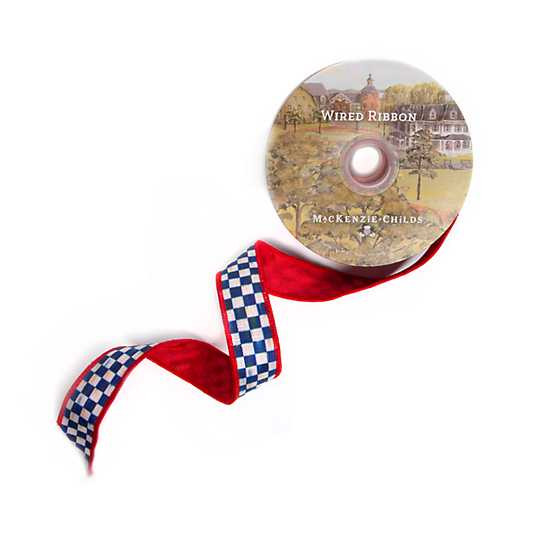 Royal Check 1" Ribbon - Red Back | MacKenzie-Childs