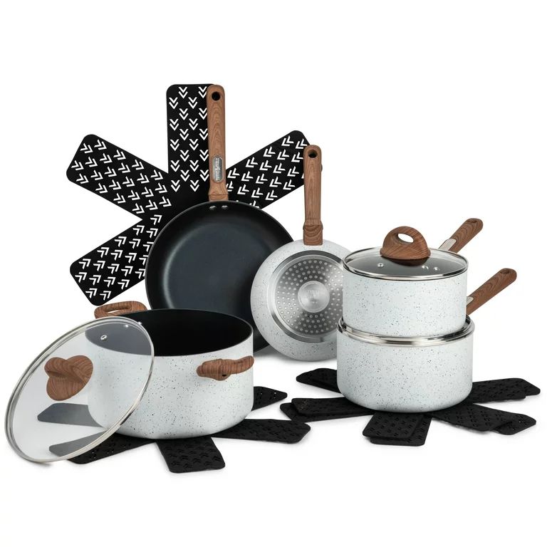 Thyme & Table Non-Stick 12 Piece Cookware Set, Arctic White | Walmart (US)