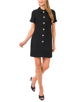 Women's Rhinestone Button Boucle Shift Dress | Macy's