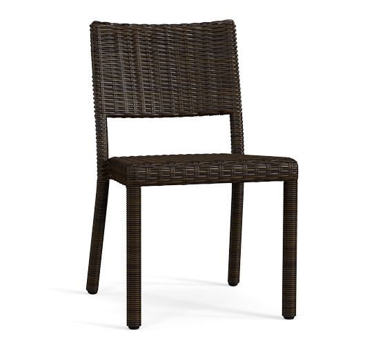 Torrey All-Weather Wicker Stackable Dining Chair, Espresso | Pottery Barn (US)