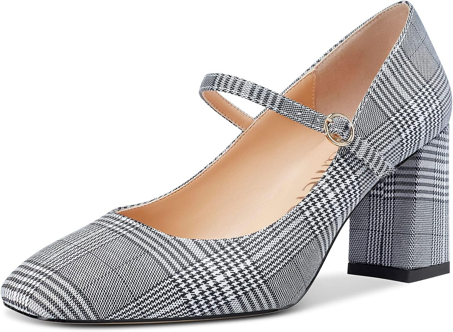 Castamere Ladies Chunky Heel Square-Toe Mary Jane Pumps Strappy Sexy Elegant Pump 3 Inch Heels | Amazon (US)
