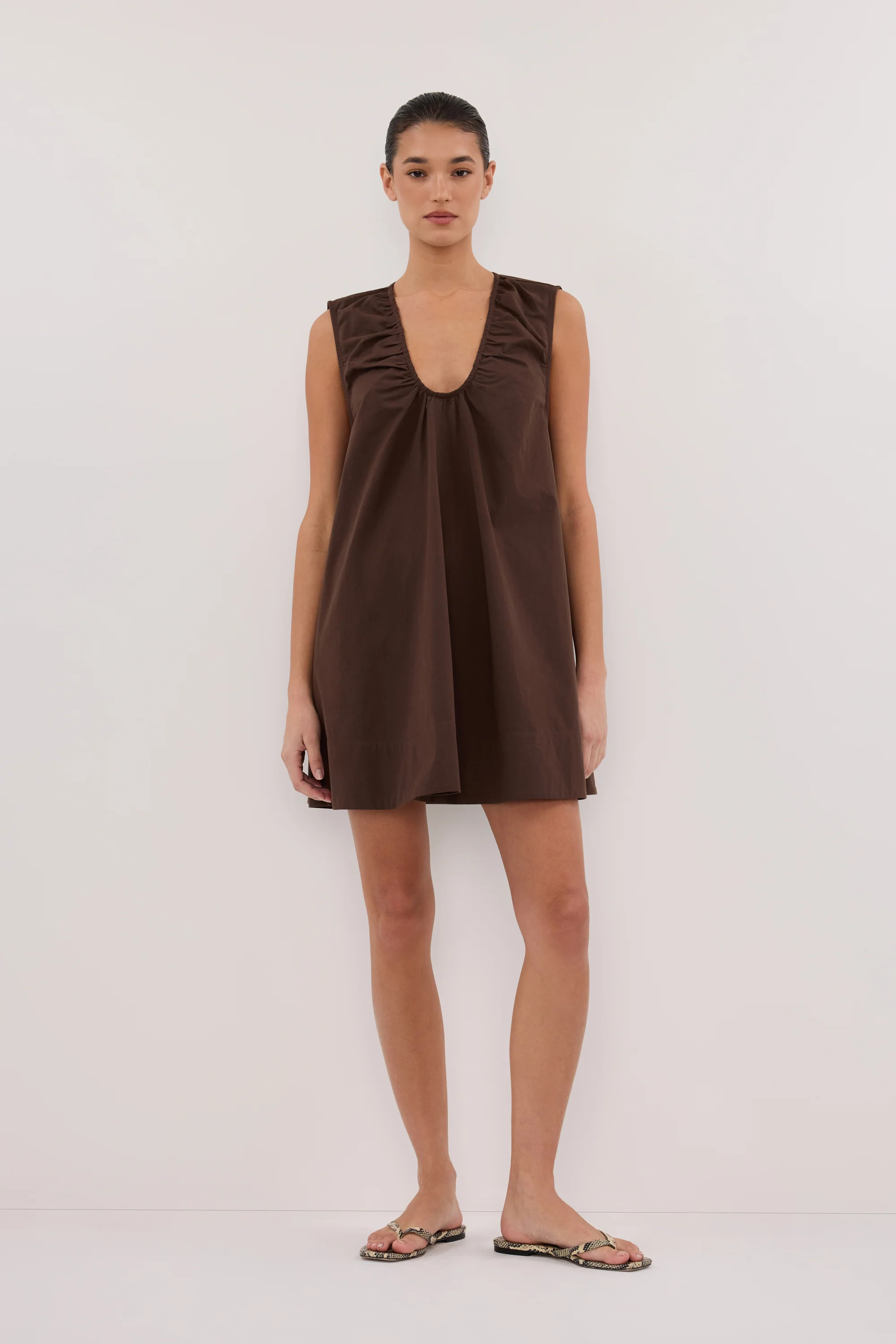 GABBY BITTER CHOC MINI DRESS | DISSH