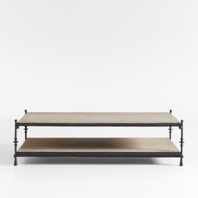 Estate Travertine and Metal Rectangular Coffee Table by Jake Arnold | Crate & Barrel | Crate & Barrel