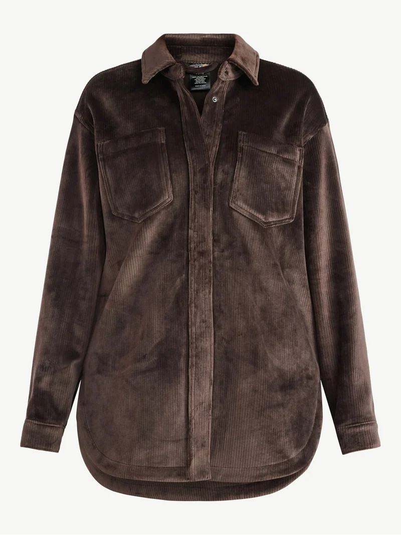 Avia Women's and Women's Plus Cord Velour Shacket, Sizes XS-4X | Walmart (US)