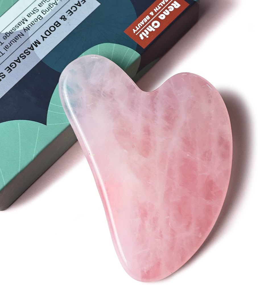 Rena Chris Rose Quartz Gua Sha, Natural Jade Gua Sha Facial Tools for SPA Acupuncture, Pink Gua S... | Amazon (US)