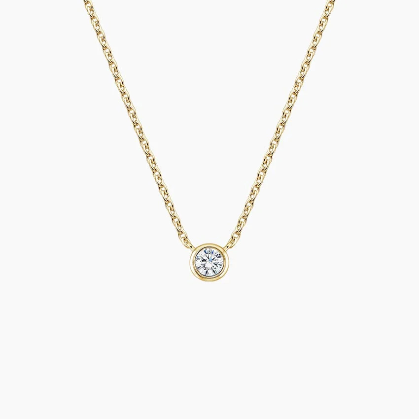 Lab Diamond Bezel Solitaire Pendant (1/10 ct. tw.) in 14K Yellow Gold | Brilliant Earth