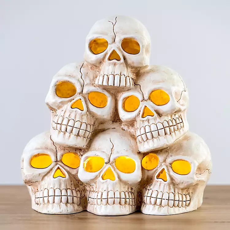 Pre-Lit Skull Stack Figurine | Kirkland's Home