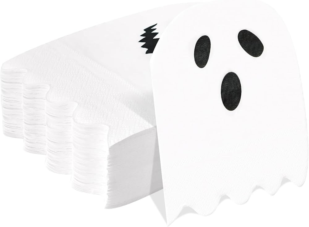 50 Pieces 3-Ply Halloween Ghost Napkins Folded 4.5 x 6 inch Disposable Cocktail Napkins Paper Nap... | Amazon (US)