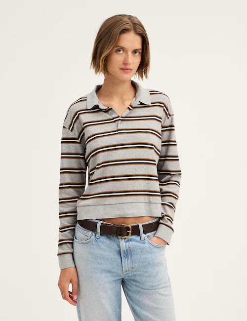 The Long-Sleeve Polo in Compact Cotton | Madewell