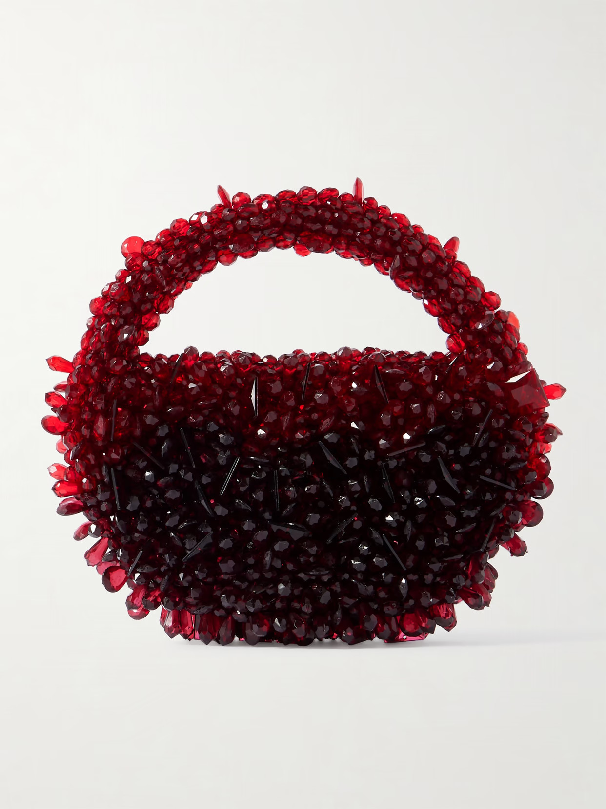Clio Peppiatt - Quartz Bead-embellished Satin Shoulder Bag - Red | NET-A-PORTER (US)