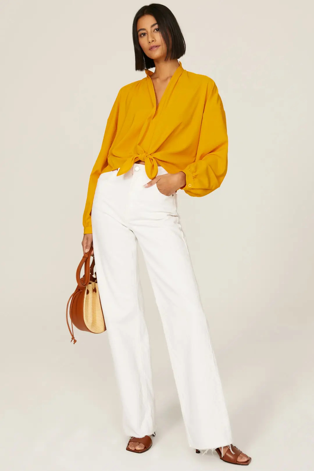 Yellow Tie Front Shirt | Rent the Runway