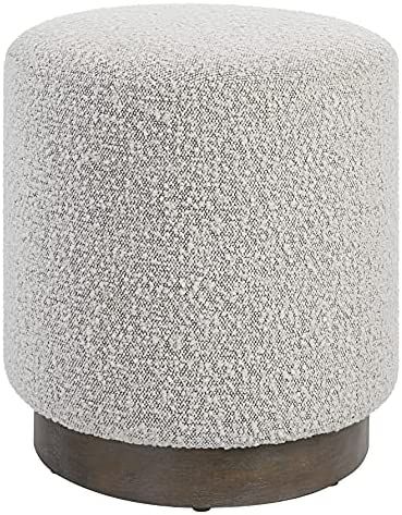 Uttermost Avila Gray and White Fabric Ottoman with Wooden Base | Amazon (US)
