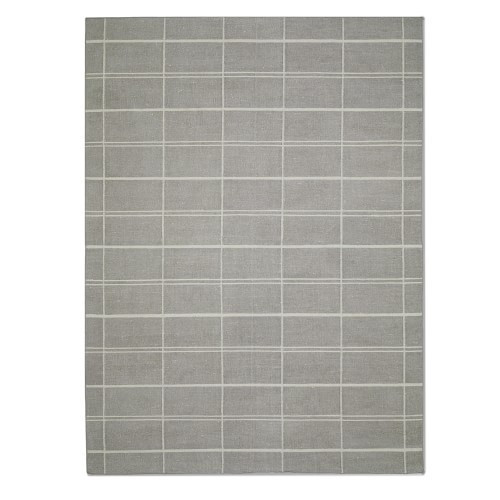 Plaid Flatweave Rug, 9' X 12', Grey | Williams-Sonoma