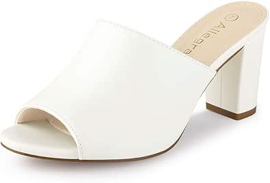 Allegra K Women's Slip on Block Heel Slide Sandals | Amazon (US)