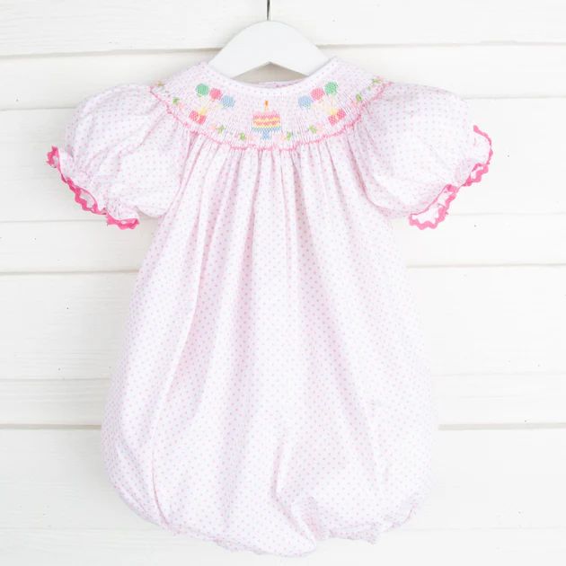 Birthday Party Smocked Bubble Candy Pink Dot | Classic Whimsy