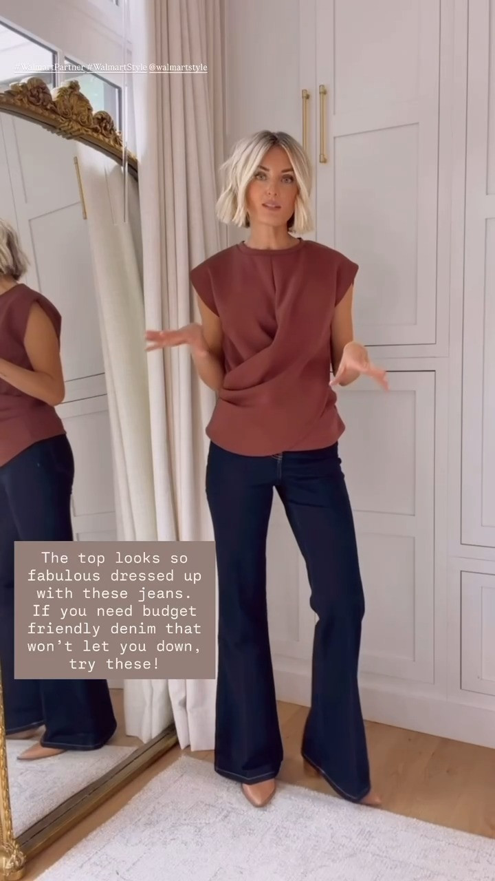 #WalmartPartner #WalmartStyle @WalmartStyle Love how easily this draped top dresses up with a great pair of jeans! These budget-friendly wide leg jeans are such a good find! Wearing xs top, 2 jeans


Loverly Grey, Walmart fashion, Walmart finds, fall outfit ideas, draped top, wide leg jeans, affordable denim, casual chic outfit, women's fall fashion 

 #LTKootd #LTKSeasonal