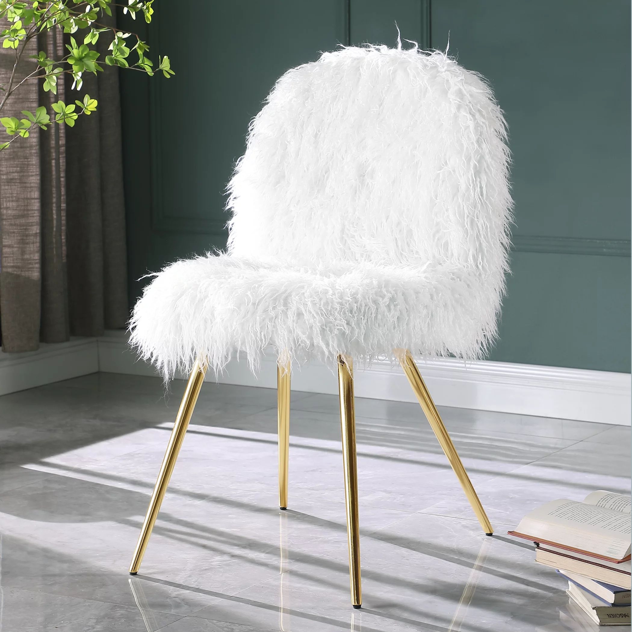 Roundhill Furniture Ravni Slipper Chair, White and Gold - Walmart.com | Walmart (US)