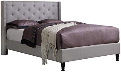 Home Life Premiere Classics Cloth Light Grey Silver Linen 51" Tall Headboard Platform Bed with Sl... | Amazon (US)