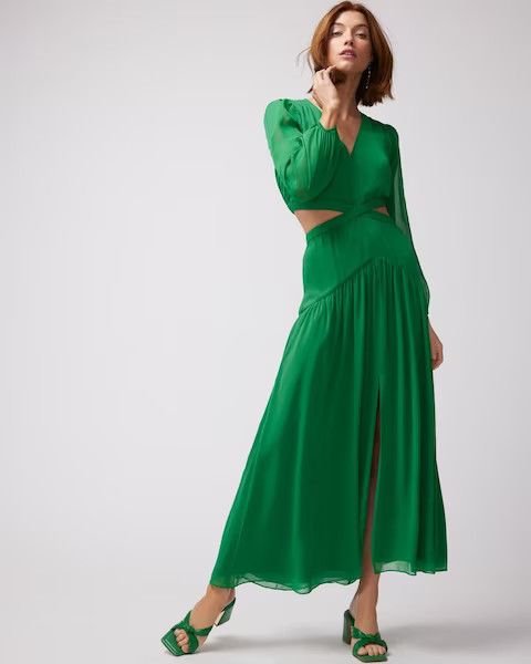 Long-Sleeve Cutout Maxi Dress | White House Black Market