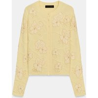 Zara - Knit Cardigan With Beaded Texture - Light Yellow - S - Woman | Zara UK