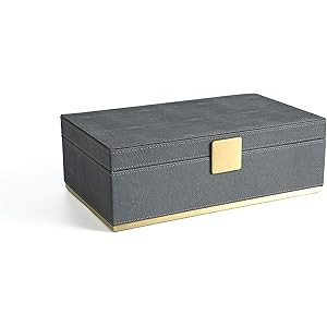 Faux Dark Grey Shagreen Leather Dresser Organizer,Night Stand Organizer, Storage Box,Jewelry Box For | Amazon (US)