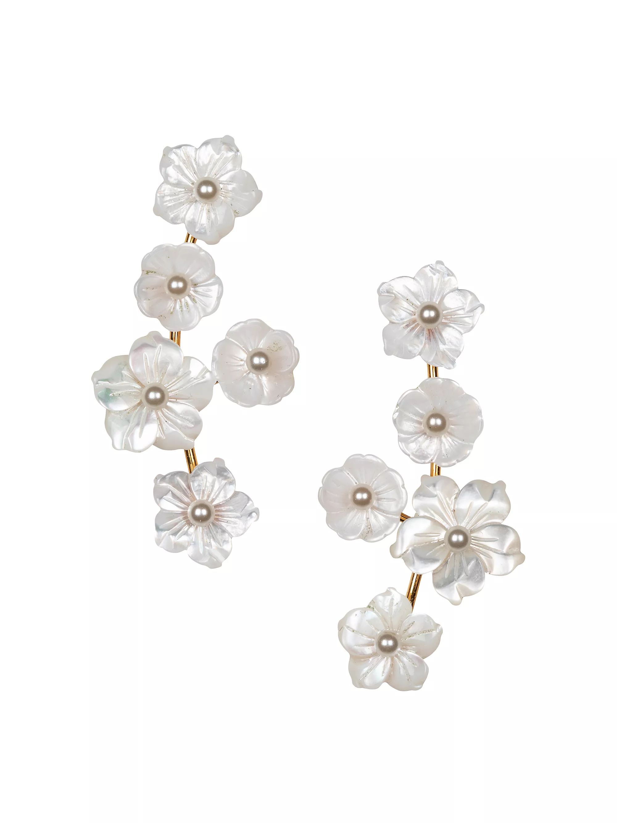 Zaria 24K-Gold-Plated & Mother-Of-Pearl Flower Drop Earrings | Saks Fifth Avenue