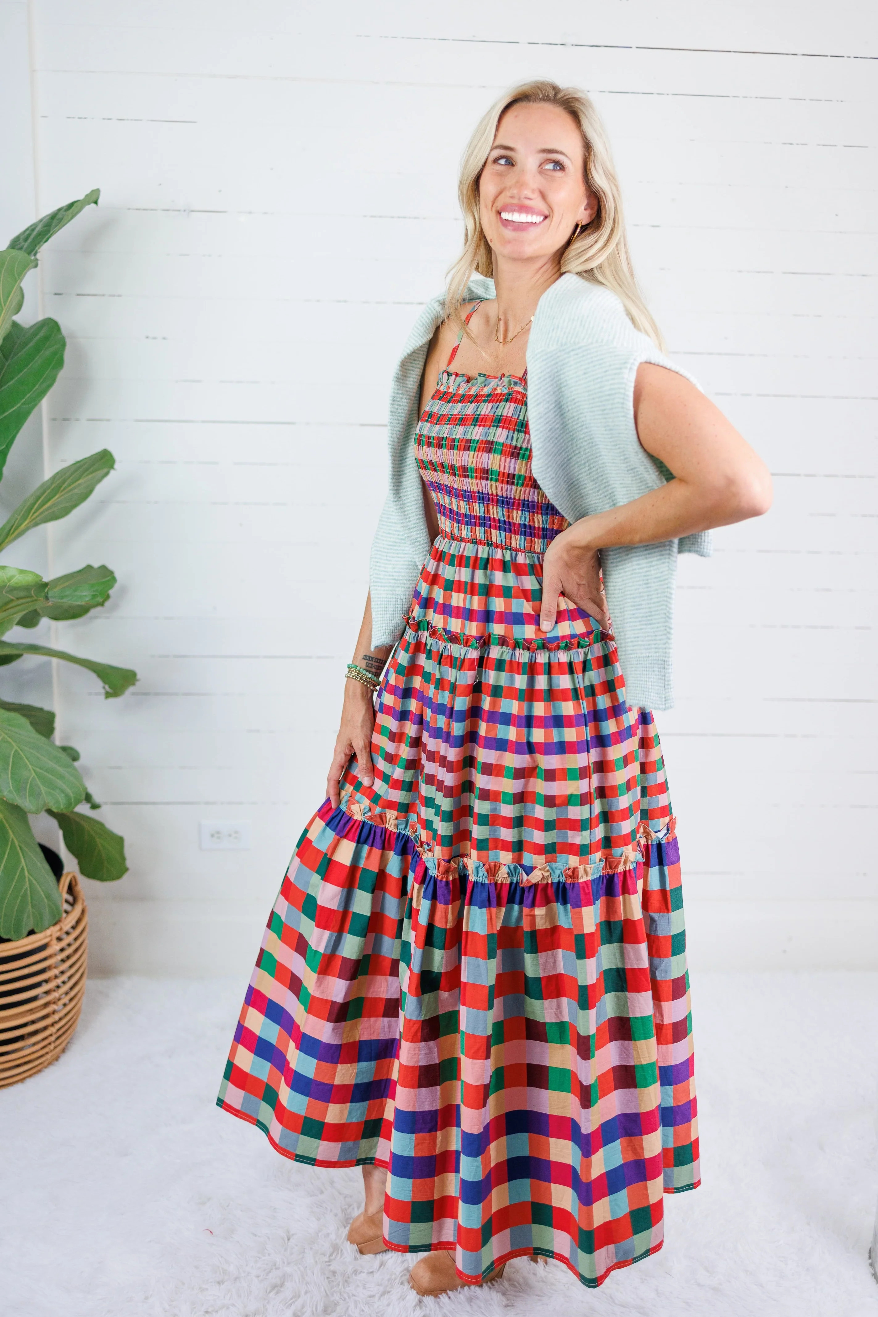 Milton Jewel Checkerboard Maxi Dress TCEC | Clover and Bee | Clover + Bee