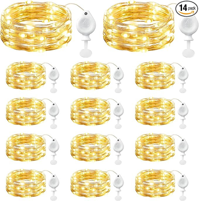 Brightown 14 Pack LED Fairy Lights Battery Operated String Lights, 7ft 20LED Waterproof Silver Wi... | Amazon (US)